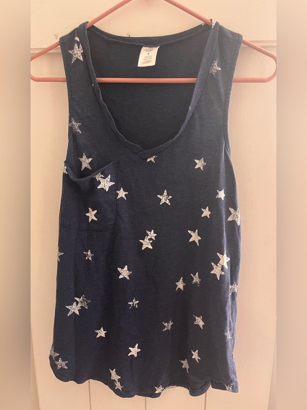 Navy Star Print Sleeveless Tank Top